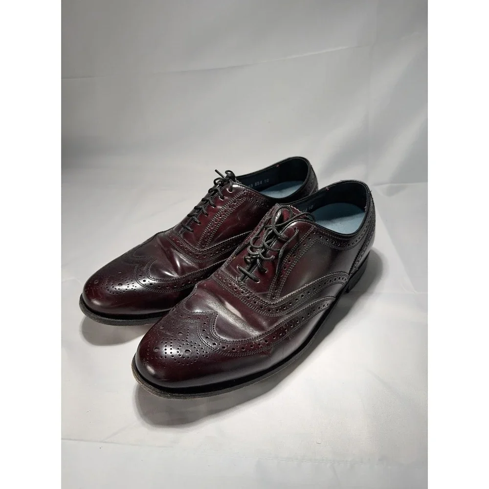 Florsheim Wingtip Longwing Derby Dress Shoes Mens Size 10 Burgundy Leather Sole